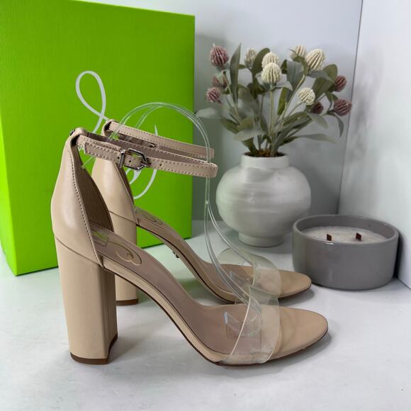 Sam Edelman Yaro Ankle Strap Block Heel Sandal Buckle Almond Women's 9.5 M - Picture 3 of 11